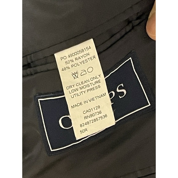 Chaps Blazer Men 50R Black Gray 2B Winter Flannel Birds Eye Ralph Lauren Luxury - Picture 9 of 10